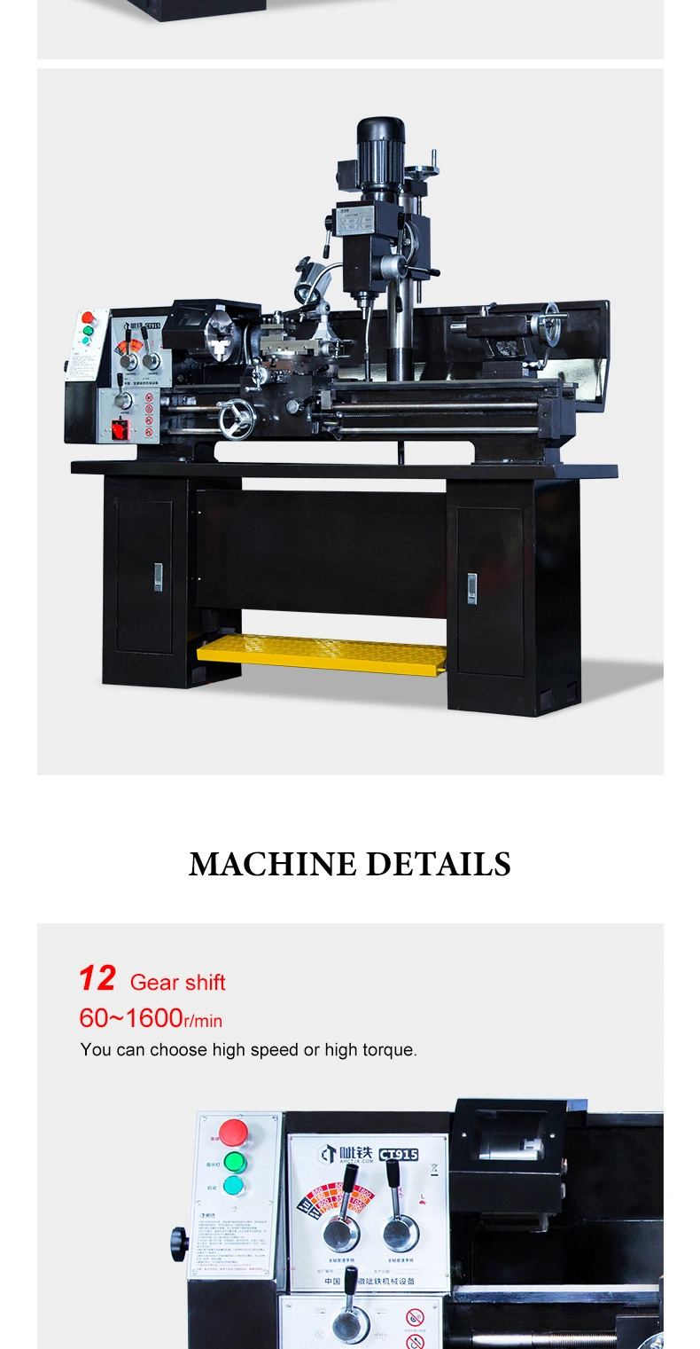 Multi-Purpose Mini Lathe and Milling Machine Manual Lathe Drill Mill Combo Mini Bench Lathe Machine CT915